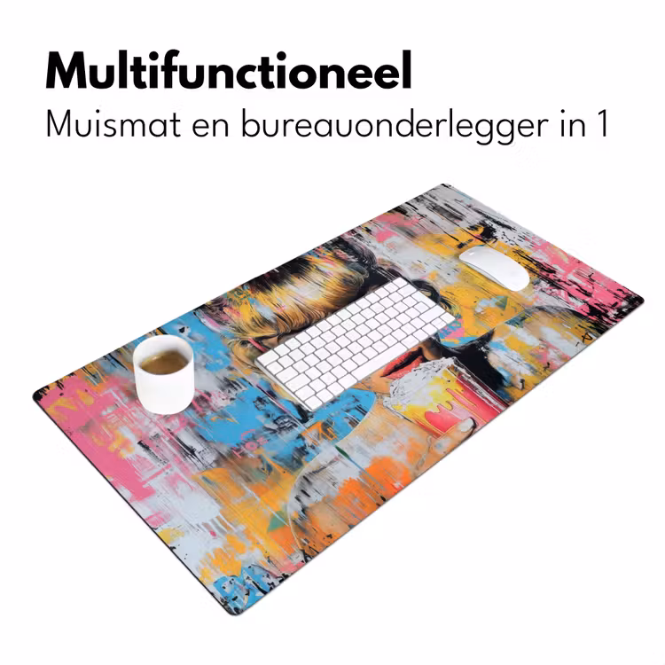 Zonnebril - Vrouw - Kleurrijk - Verfspetters Muismat XXL klein -sfeer4