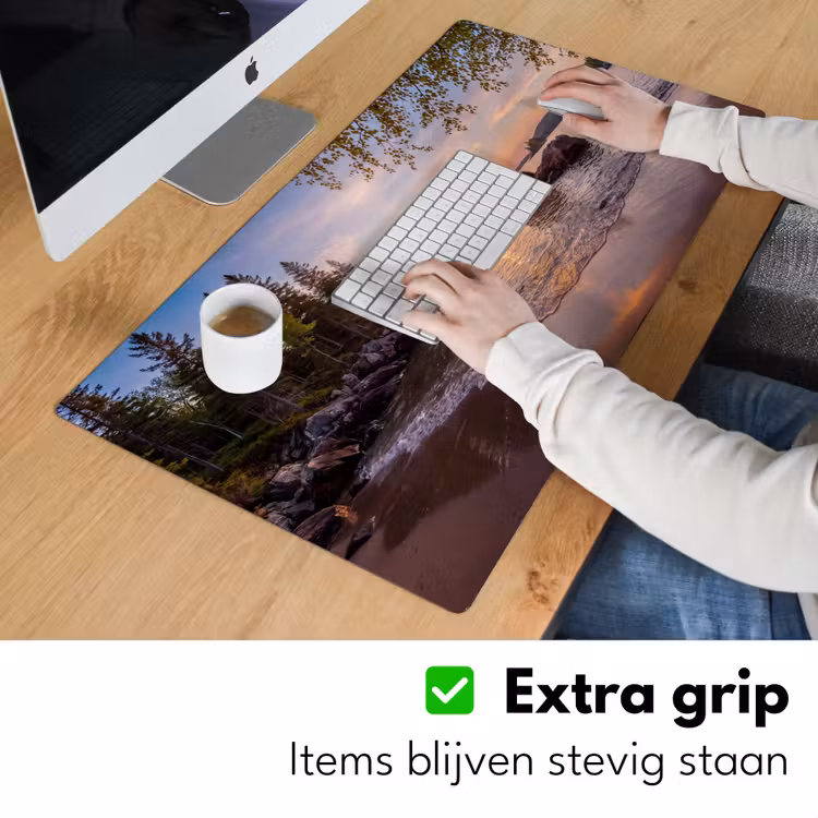 Zonsondergang - Kust - Water - Natuur - Oranje Muismat XXL klein -sfeer3