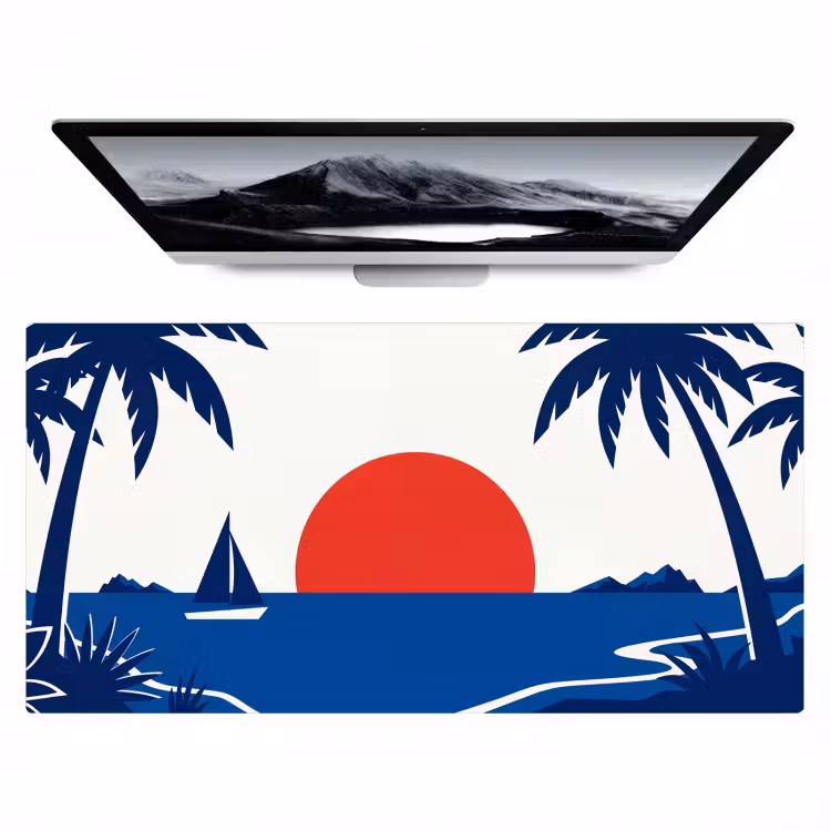 Zonsondergang - Zee - Palmboom - Tropisch - Modern Muismat XXL klein -zzz3d