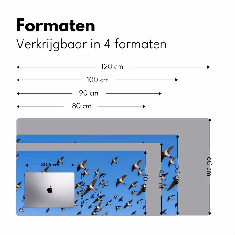 Zwaluwen - Vliegen - Blauw Muismat XXL klein -sfeer5