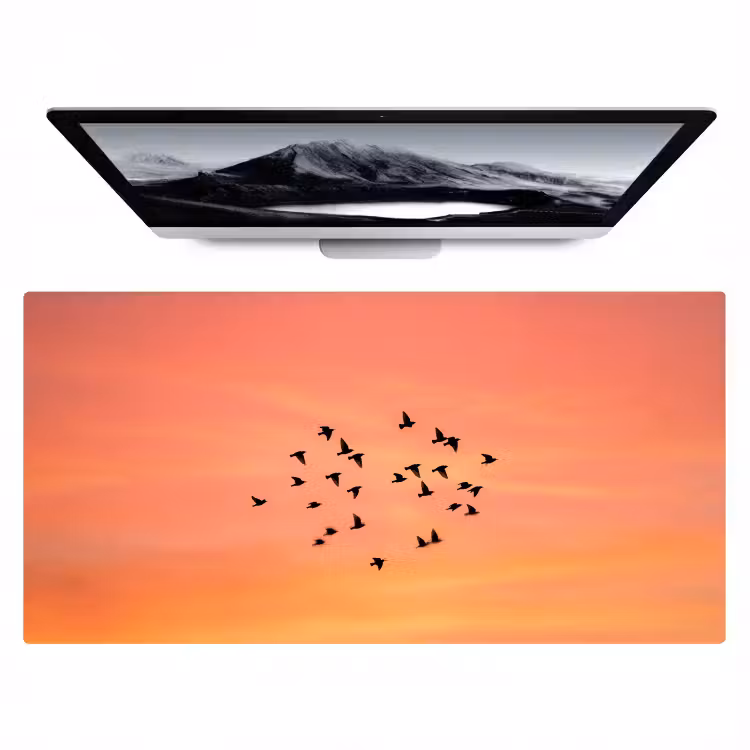 Zwerm - Vogels - Oranje Muismat XXL klein -zzz3d