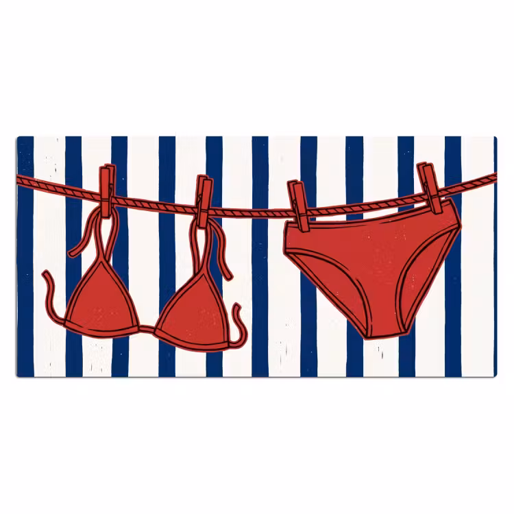 Badkleding - Waslijn - Zomer - Illustratie - Rood Muismat XXL klein -3d_leeg