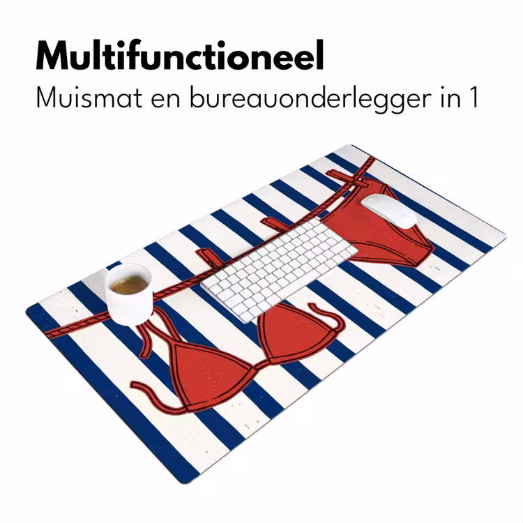 Badkleding - Waslijn - Zomer - Illustratie - Rood Muismat XXL klein -sfeer4