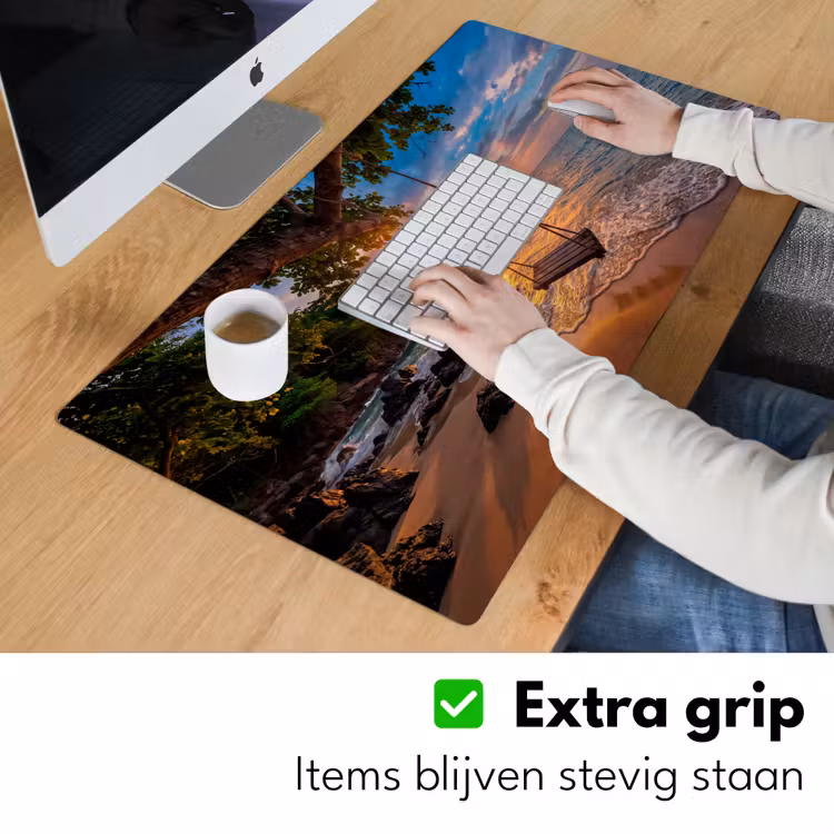 Schommel - Strand - Zonsondergang - Natuur - Oranje Muismat XXL klein -sfeer3