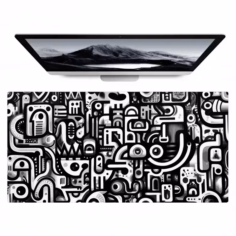 Symbolen - Abstract - Grafisch - Zwart Muismat XXL klein -zzz3d