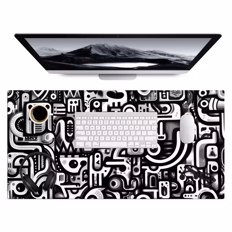 Symbolen - Abstract - Grafisch - Zwart Muismat XXL klein -3d