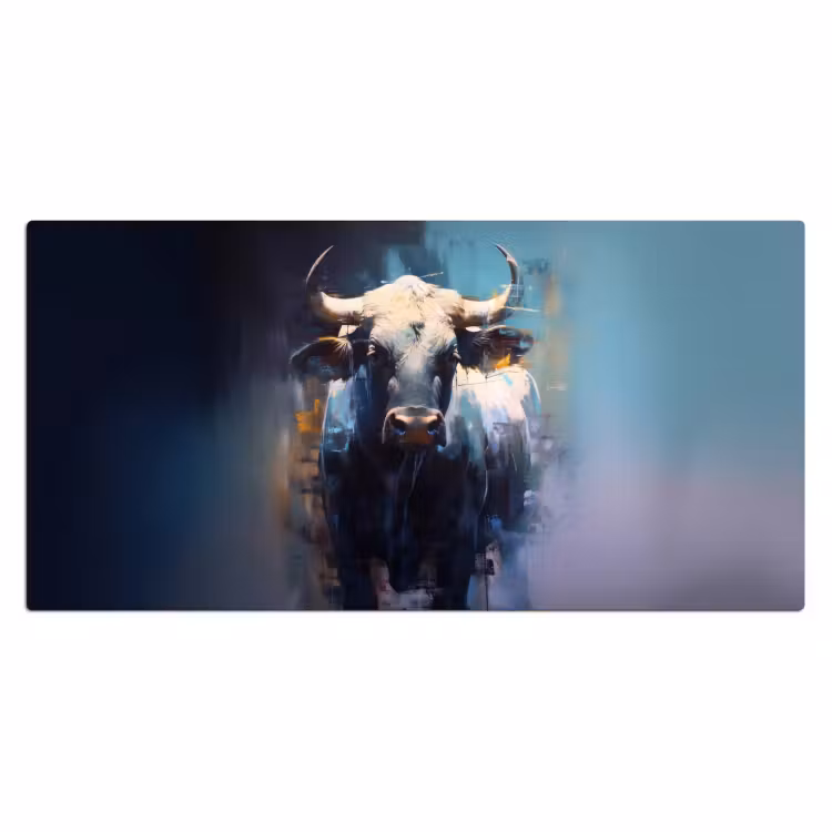 Stier - Zwart - Abstract - Horens Muismat XXL klein -3d_leeg