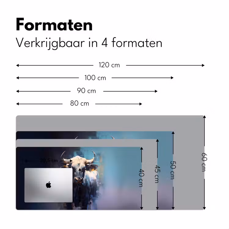 Stier - Zwart - Abstract - Horens Muismat XXL klein -sfeer5