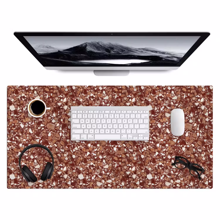 Terrazzo - Patroon - Steentextuur - Roodbruin Muismat XXL klein 681 -3d