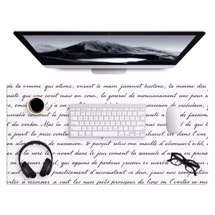 Tekst - Handschrift - Klassiek - ZwartWit Muismat XXL klein -3d