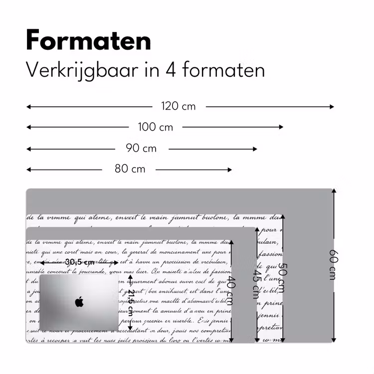Tekst - Handschrift - Klassiek - ZwartWit Muismat XXL klein -sfeer5