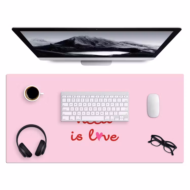 Tekst - Roze - Love - Hart Muismat XXL klein -3d