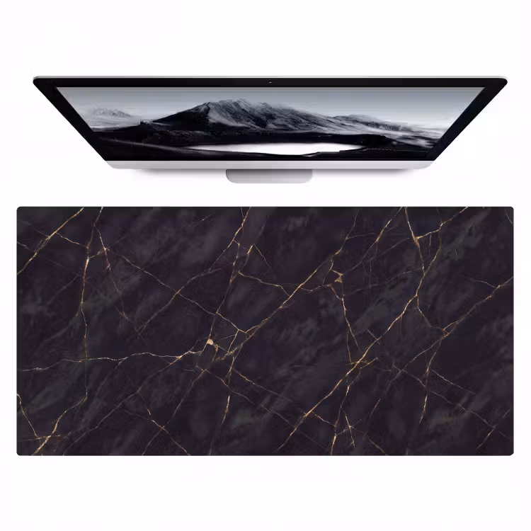 Textuur - Gouden lijnen - Abstract - Modern - Zwart Muismat XXL klein -zzz3d