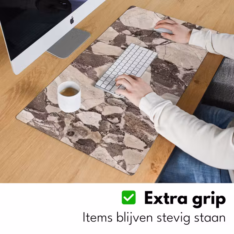 Textuur - Marmer - Abstract - Beige - Bruin Muismat XXL klein -sfeer3
