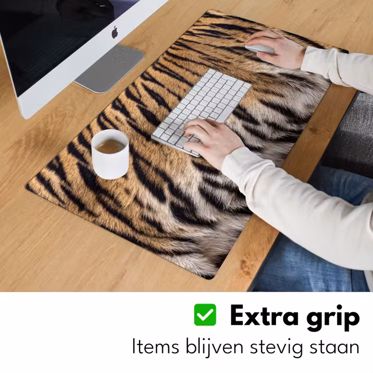 Tijgervacht - Klassiek - Zwart Muismat XXL klein -sfeer3