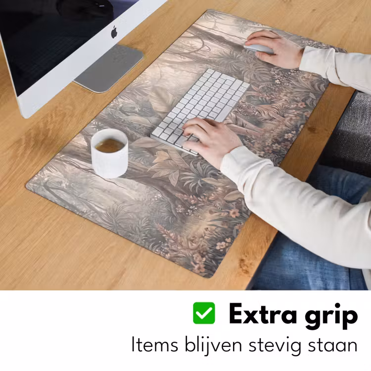 Tijger - Welp - Jungle - Illustratie - Dieren Muismat XXL klein -sfeer3