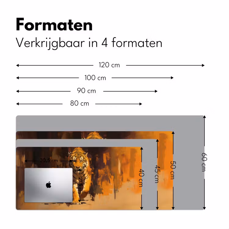 Tijger - Geschilderd - Oranje - Penseelstreken Muismat XXL klein -sfeer5