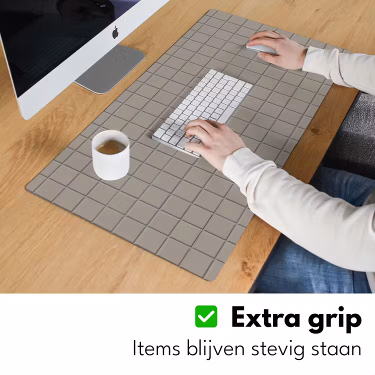 Tegel - Patroon Kiezel - Grijs Muismat XXL klein 681 -sfeer3