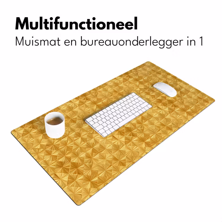 Tegels - Geometrisch - Reliëf - Goud Muismat XXL klein 681 -sfeer4