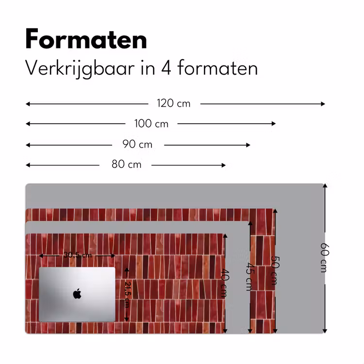 Tegels - Modern - Structuur - Dieprood Muismat XXL klein 681 -sfeer5