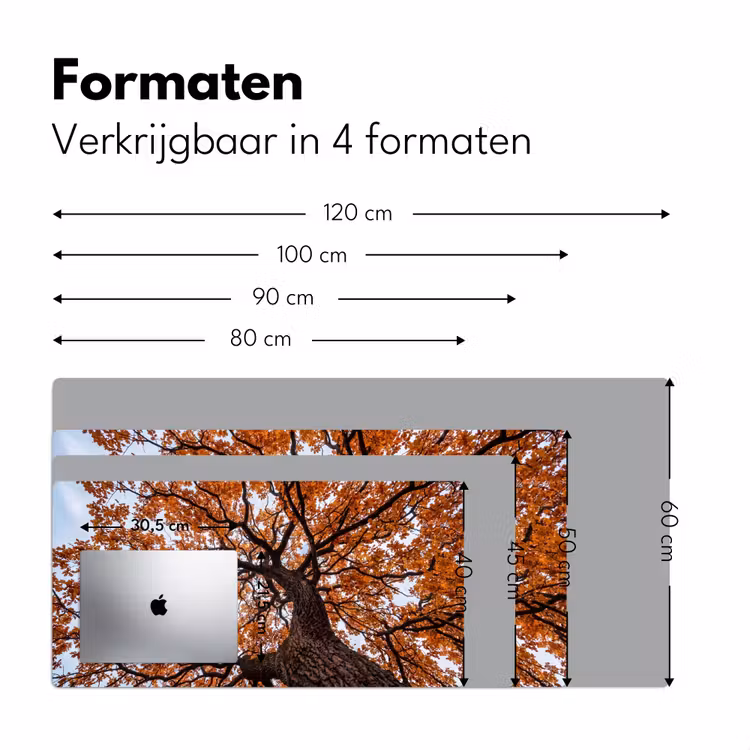 Boom - Bladerdak - Herfst - Oranje - Sfeervol Muismat XXL klein -sfeer5