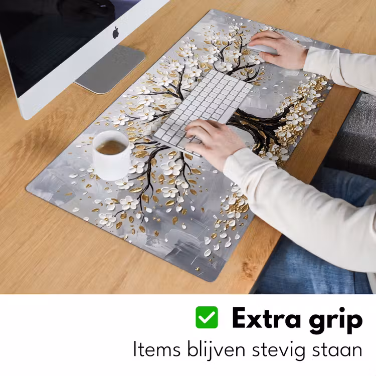 Boom - Bloemen - Natuur - Abstract - Wit Muismat XXL klein -sfeer3