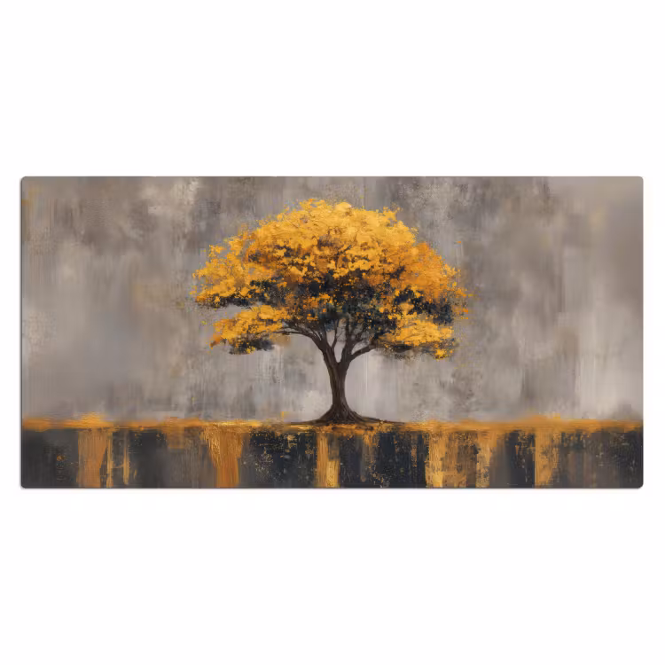 Boom - Bladeren - Goud - Abstract Muismat XXL klein -3d_leeg