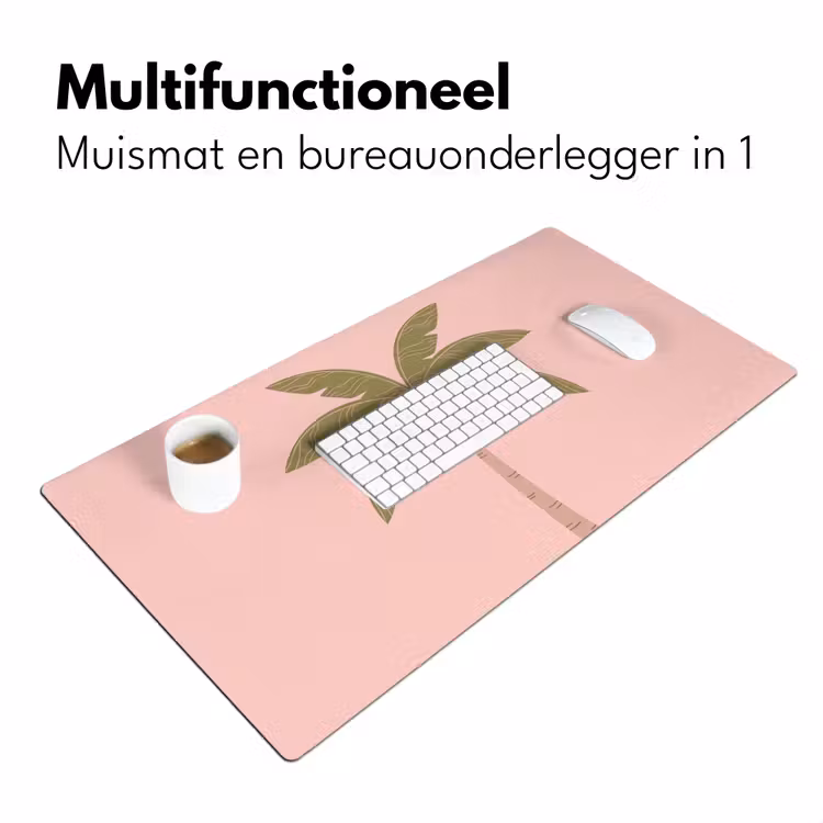 Boom - Palm - Natuur - Illustratie - Roze Muismat XXL klein -sfeer4