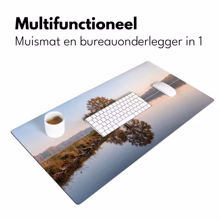 Bomen - Reflectie - Water - Zonsopgang - Serene Muismat XXL klein -sfeer4