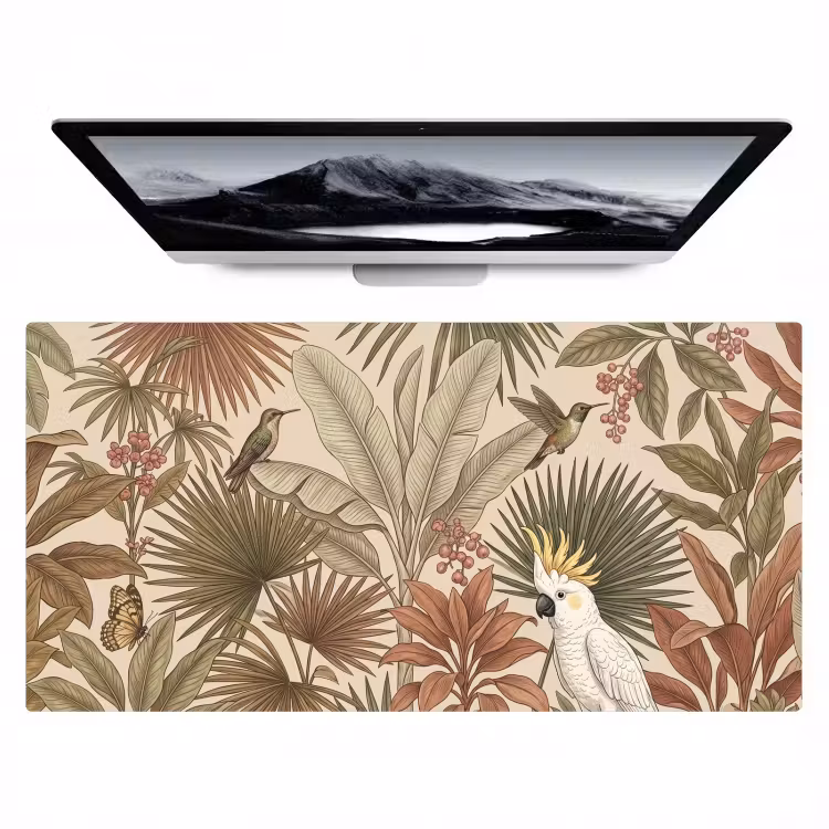 Tropisch - Vogels - Beige Muismat XXL klein -zzz3d