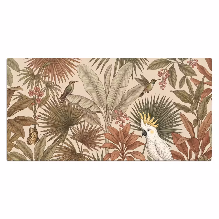 Tropisch - Vogels - Beige Muismat XXL klein -3d_leeg