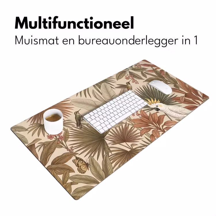 Tropisch - Vogels - Beige Muismat XXL klein -sfeer4
