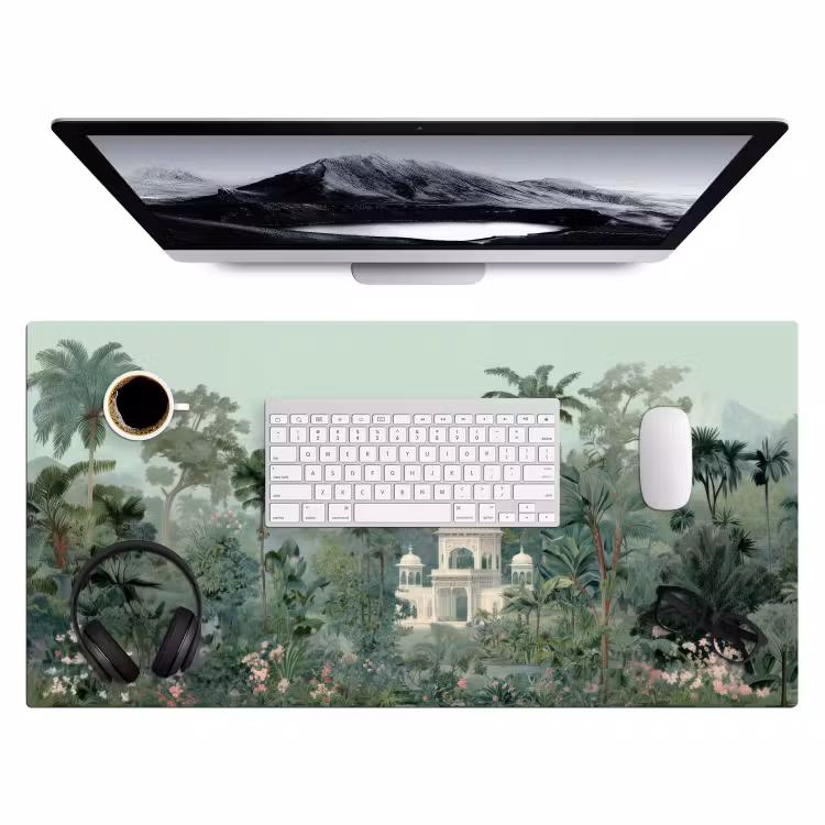 Tropische tuin - Koepelgebouw - Bloemen Muismat XXL klein -3d
