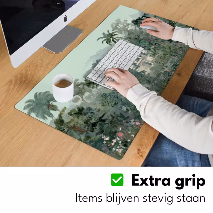 Tropische tuin - Koepelgebouw - Bloemen Muismat XXL klein -sfeer3