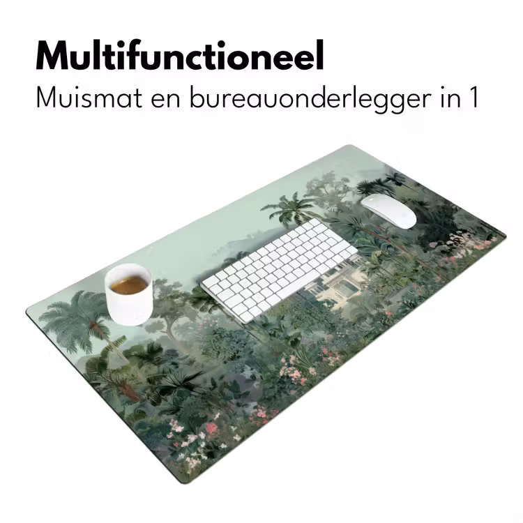 Tropische tuin - Koepelgebouw - Bloemen Muismat XXL klein -sfeer4