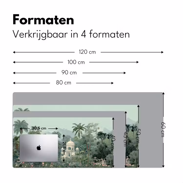 Tropische tuin - Koepelgebouw - Bloemen Muismat XXL klein -sfeer5