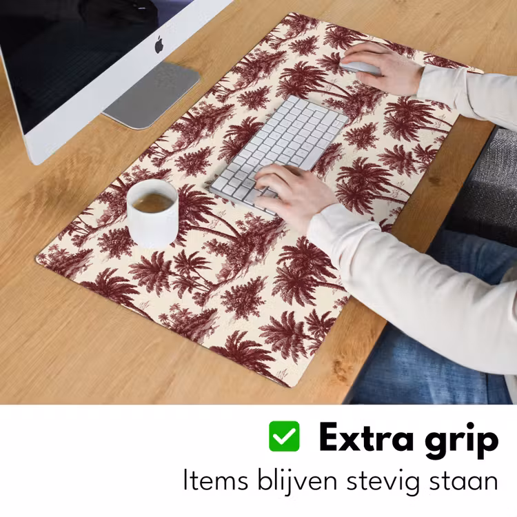 Tropisch - Geometrisch - Bordeauxrood Muismat XXL klein 681 -sfeer3