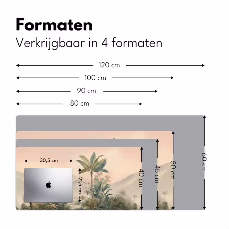 Tropisch landschap - palmbomen - Bloemen - Roze lucht Muismat XXL klein -sfeer5