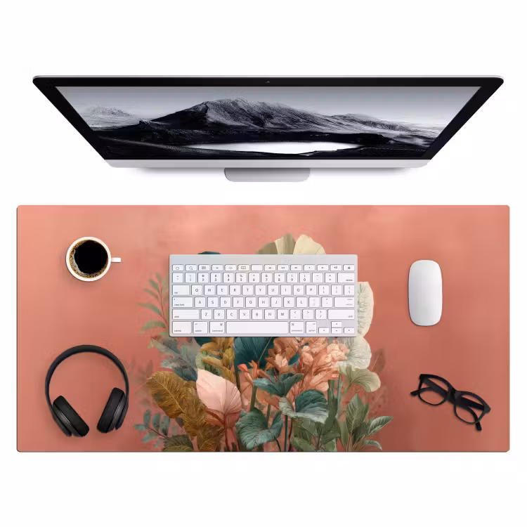 Tropische bladeren - Bloemen - Roze - groen Muismat XXL klein -3d