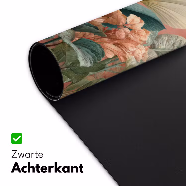 Tropische bladeren - Bloemen - Roze - groen Muismat XXL klein -sfeer2
