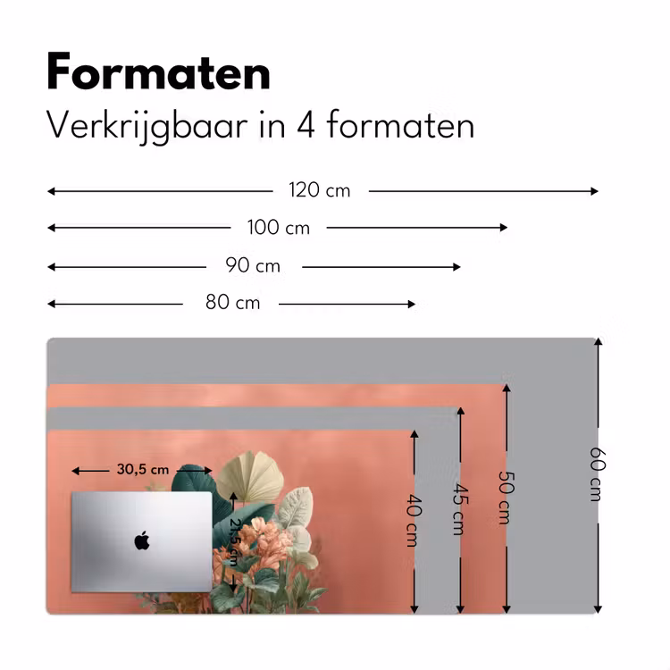 Tropische bladeren - Bloemen - Roze - groen Muismat XXL klein -sfeer5