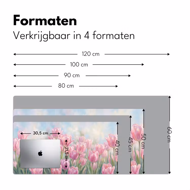 Tulpen - Veld - Lente - Roze Muismat XXL klein -sfeer5