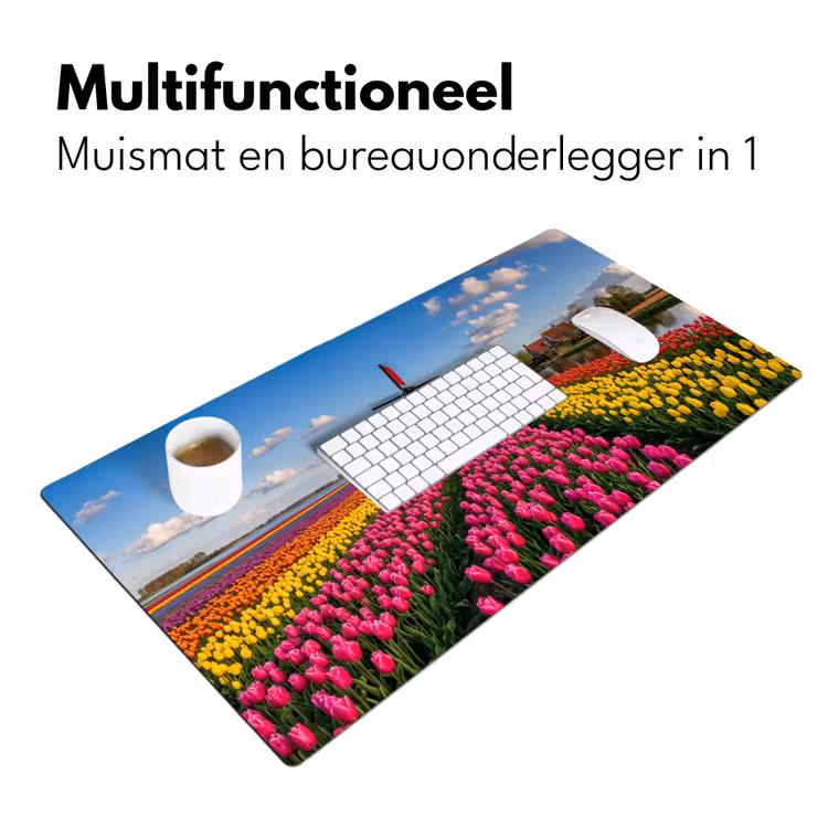 Tulpen - Holland - Molen - Kleurrijk Muismat XXL klein -sfeer4