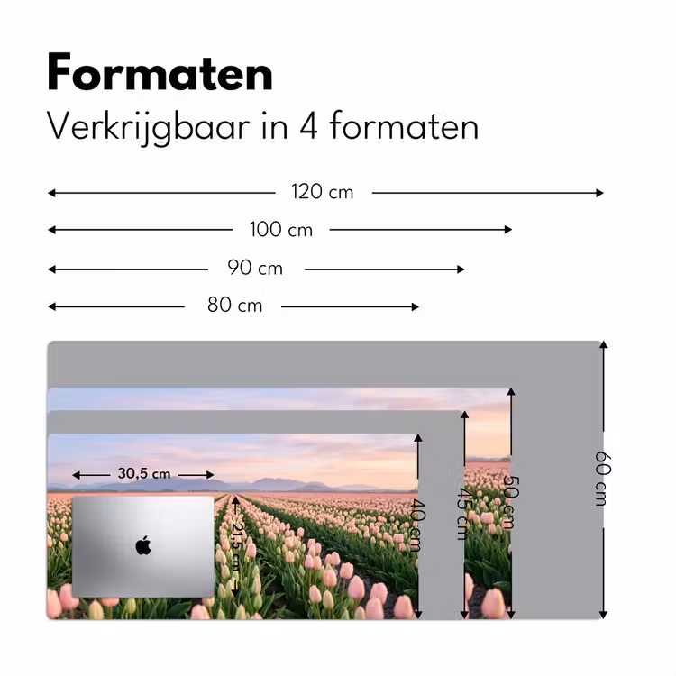 Tulpen - Landschap - Roze Muismat XXL klein -sfeer5