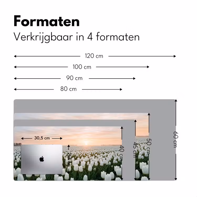 Tulpen - Landschap - Wit Muismat XXL klein -sfeer5