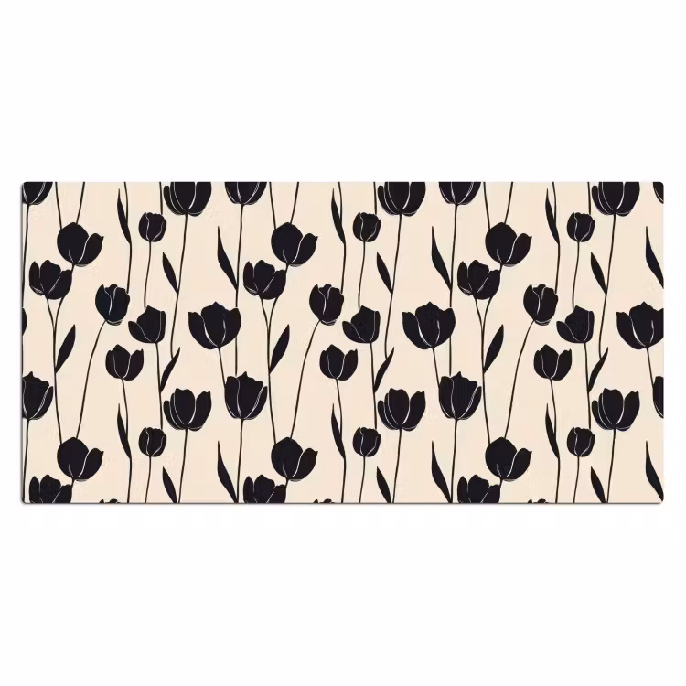 Tulpen - Patroon - Zwart Muismat XXL klein 681 -3d_leeg