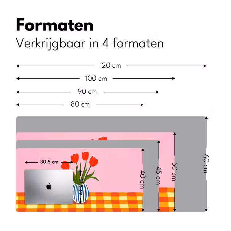Tulpen - Roze - Vaas Muismat XXL klein -sfeer5
