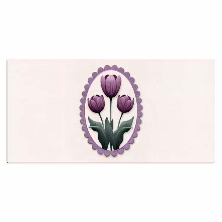Tulpen - Paars - Lijst - Bladeren Muismat XXL klein -3d_leeg