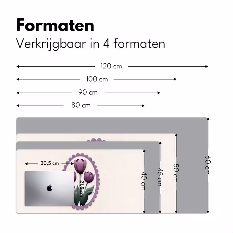 Tulpen - Paars - Lijst - Bladeren Muismat XXL klein -sfeer5