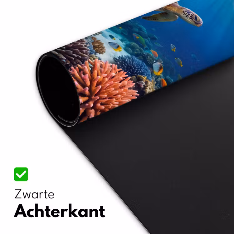 Schildpad - Koraalrif - Oceaan - Dieren - Blauw Muismat XXL klein -sfeer2